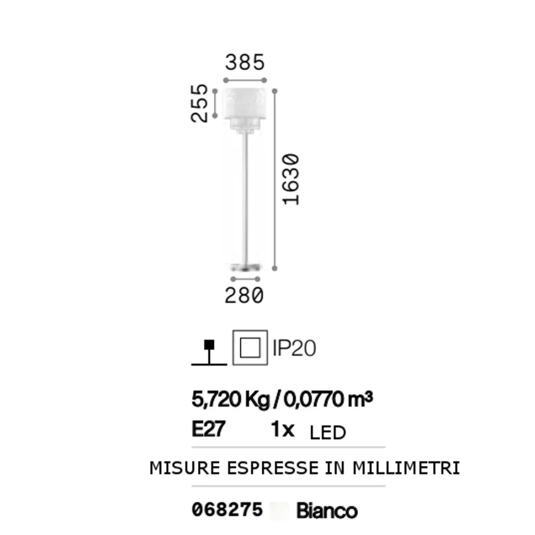 Ideal Lux lámpara de pie moderna OPERA PT1 068275 E27 LED