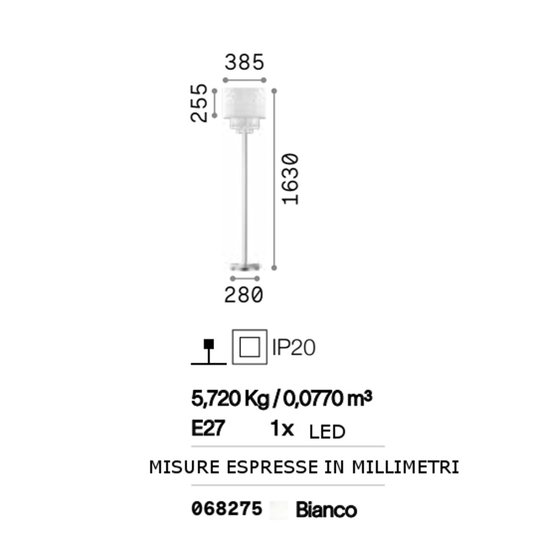 Piantana moderna Ideal Lux OPERA PT1 068275 E27 LED