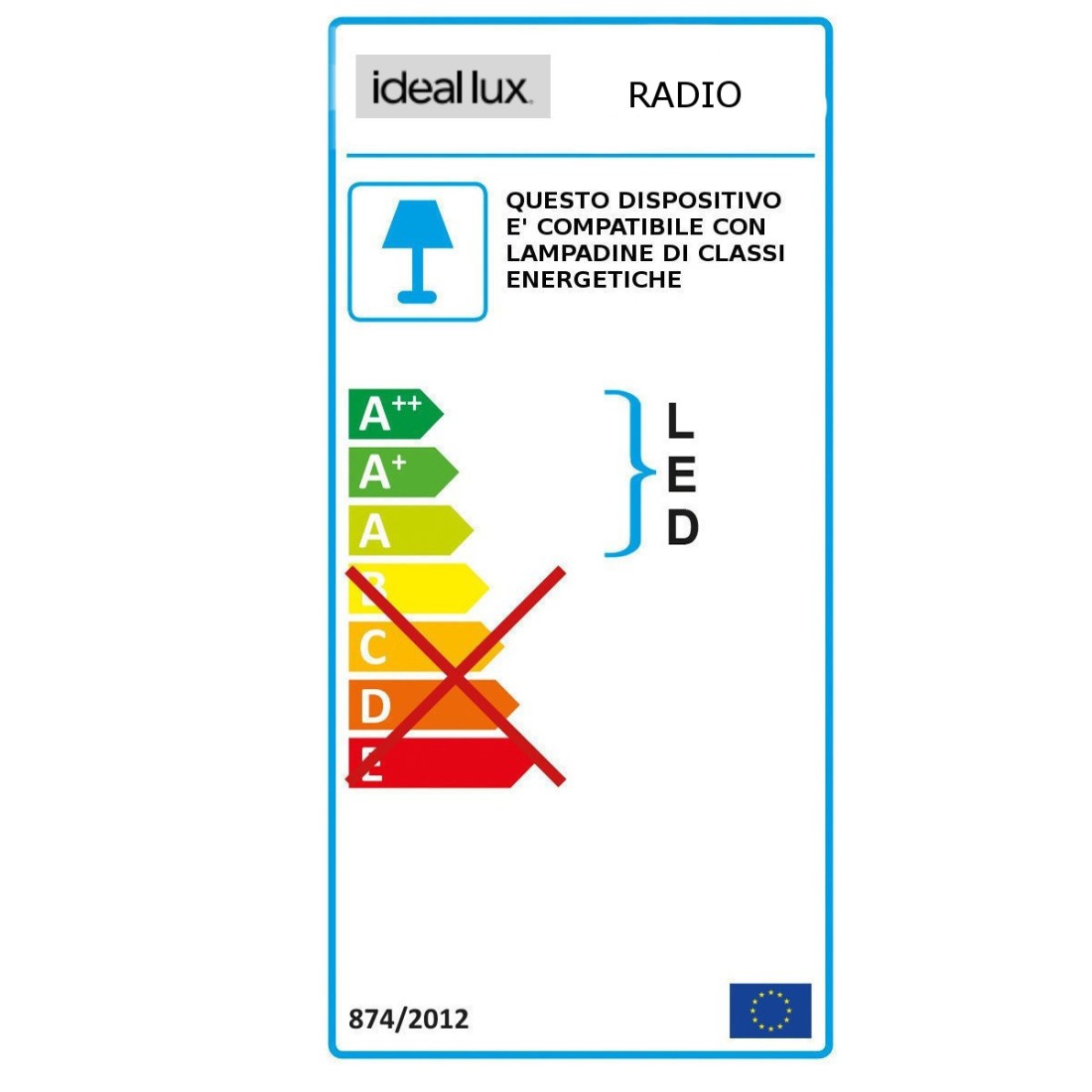 Applique moderno Ideal Lux RADIO AP1 119465 119427 119502 E27 LED