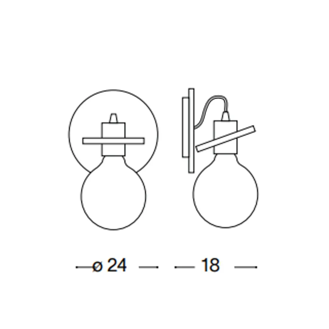 Moderne Wandleuchte mit E27 Fassung max. 42W.