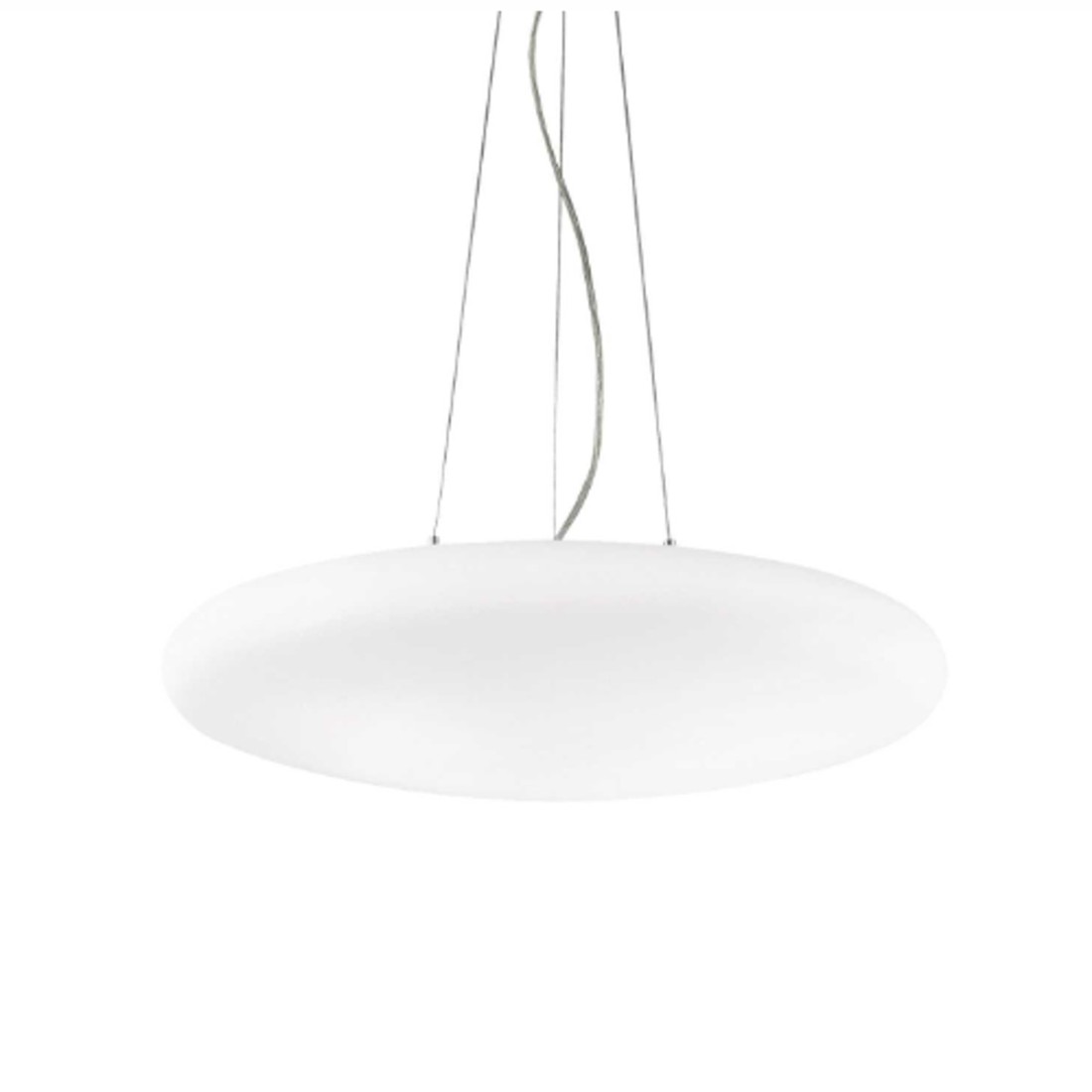 Suspension 5 lumières D60cm verre blanc lait concassé E27 max. 60W.