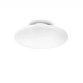 Moderne Deckenleuchte aus weißem Glas mit E27 Fassung max. 60W.