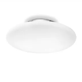 Moderne Deckenleuchte aus weißem Glas mit E27 Fassung max. 60W.