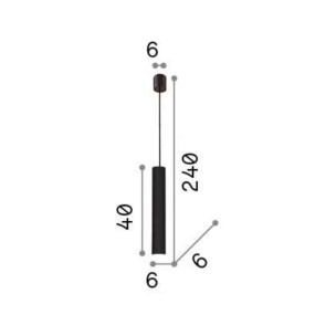 Metallaufhängung mit Cortenzylinder, Kupfer, Bronze oder Gold. GU10, geführt.