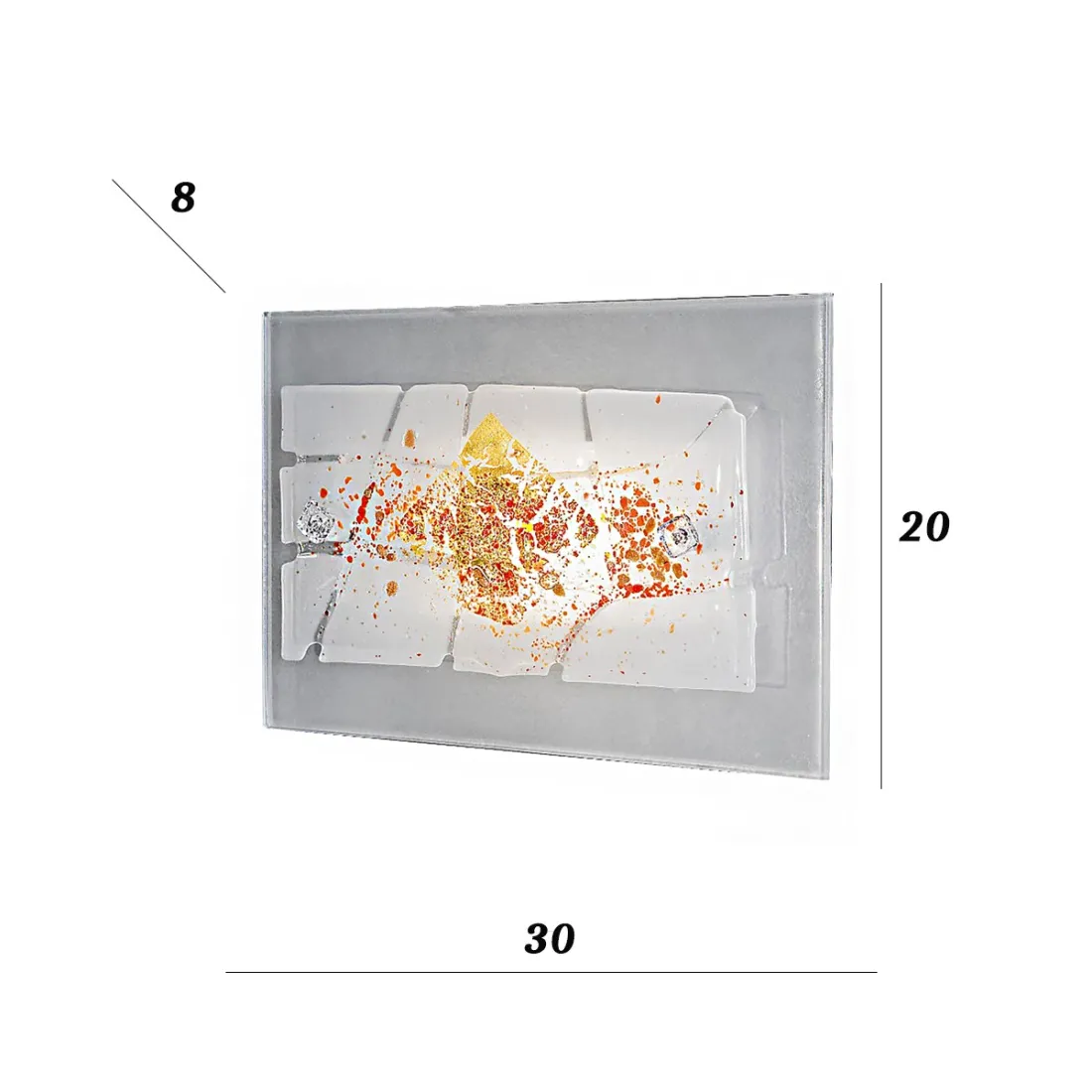 Applique vetro rosso-oro 24K Familamp MIAMI 309 AP