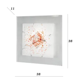 Plafonnier en verre rouge -...