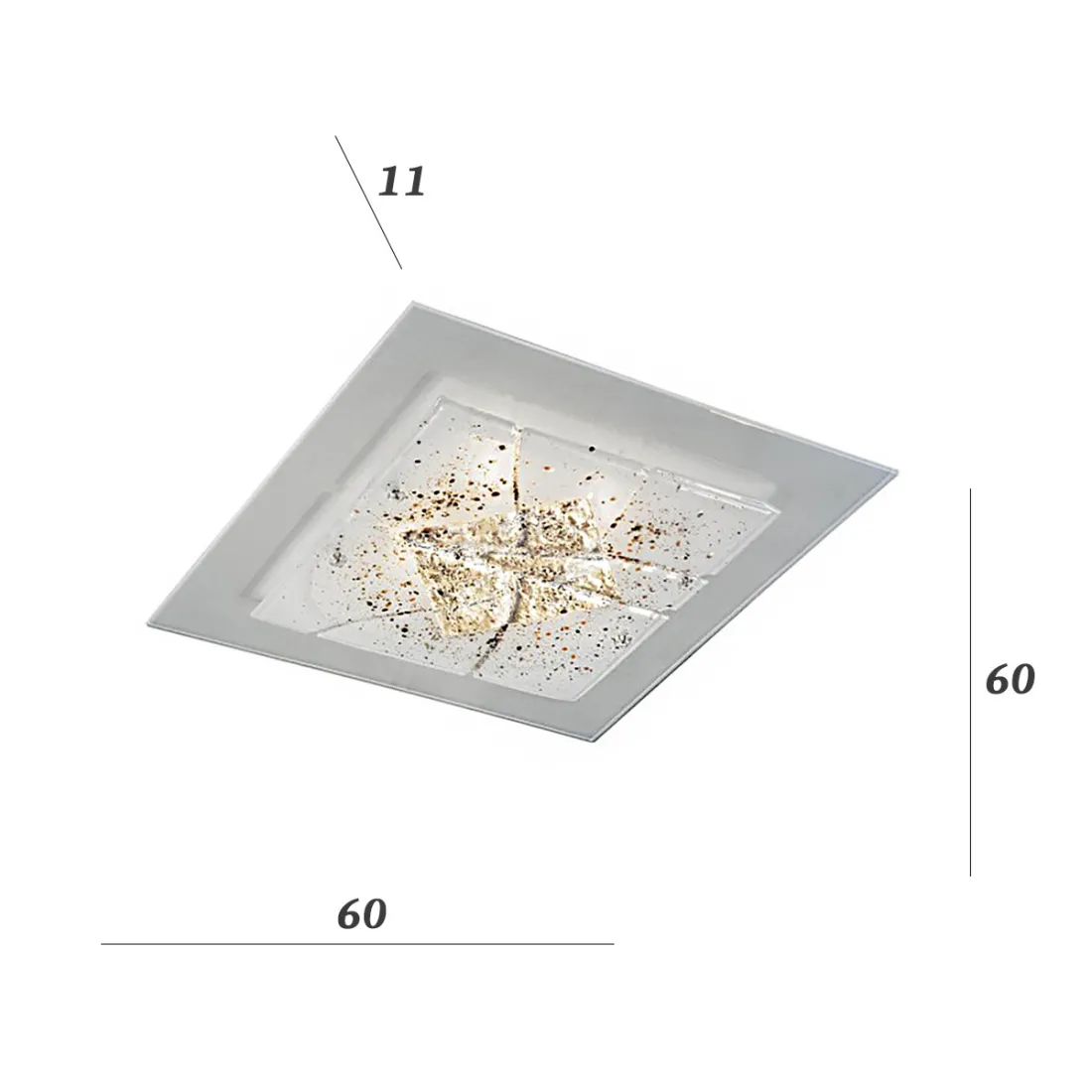 Familamp MIAMI 309 PL60 plafonnier en verre noir et feuille d'argent