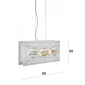 Lustre en verre argenté et feuille d'ambre Familamp MIAMI 309 SP