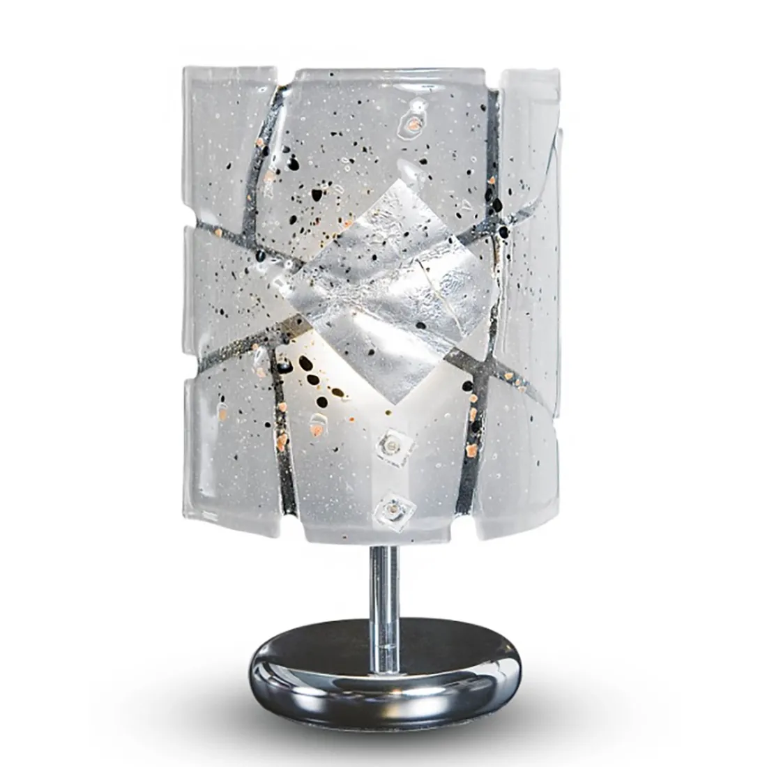 Abat-jour en verre feuille noir-argent Familamp MIAMI 309 LP