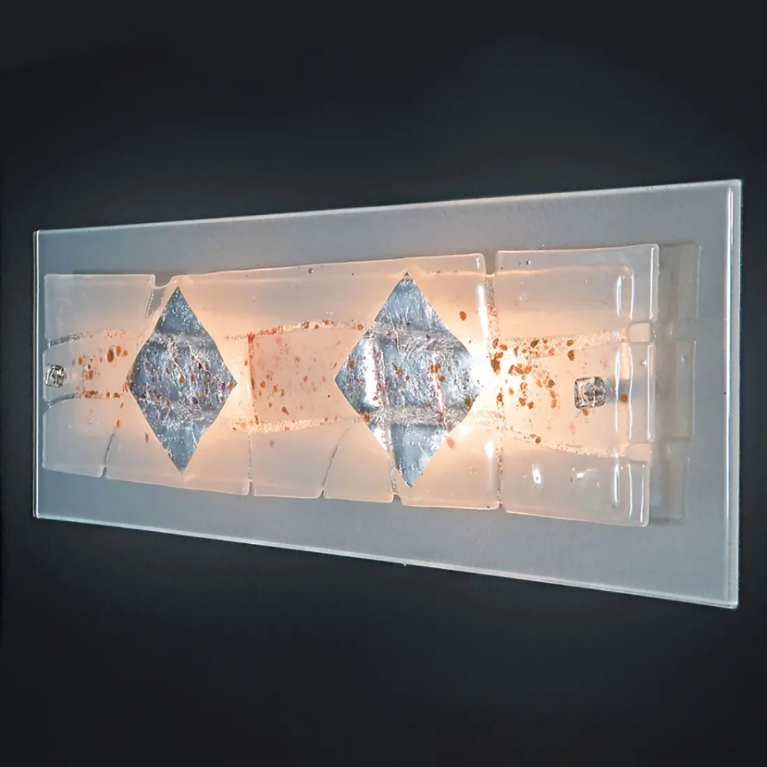 Applique en verre feuille d'améthyste argent Familamp MIAMI 309 AG