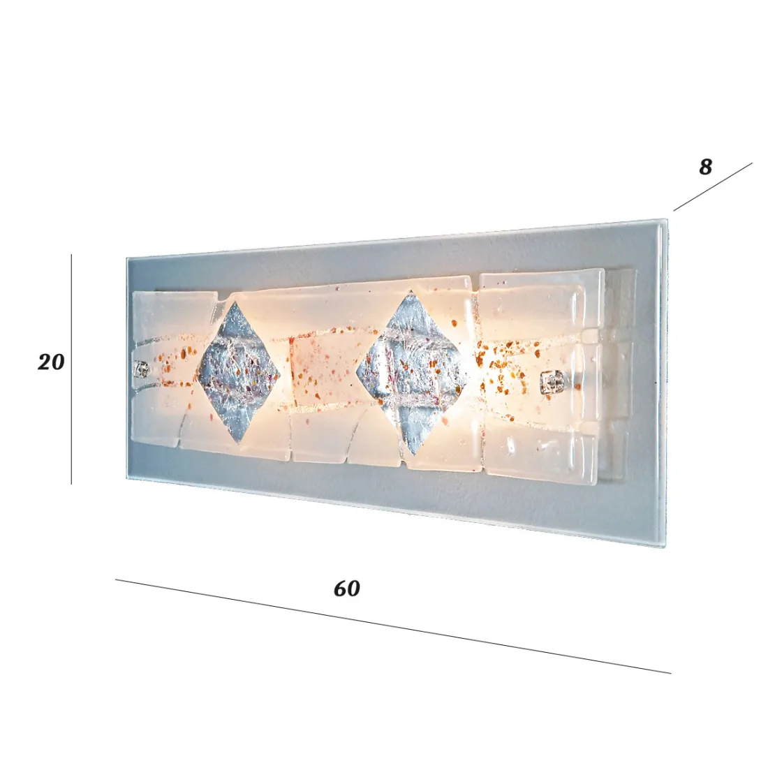 Applique en verre feuille d'améthyste argent Familamp MIAMI 309 AG