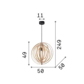 Ideal Lux suspension DISCO SP1. Lustre en bois naturel