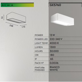 Gea Led HARU GES760 IP65 Aluminium-Außenwandleuchte