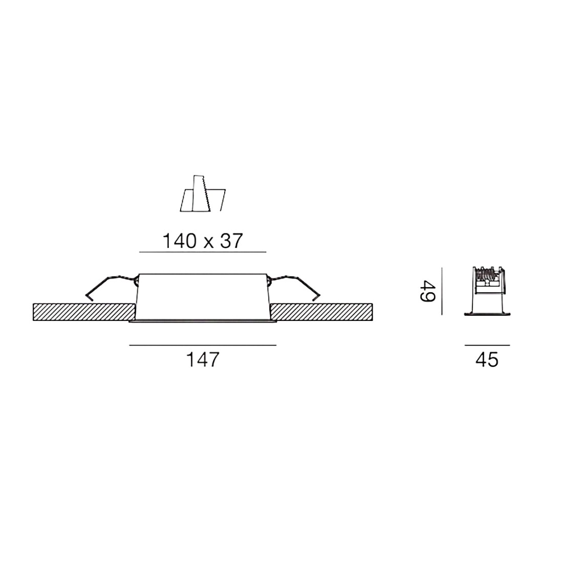 Spot encastrable blanc mat anti-éblouissement pour source GU10 et