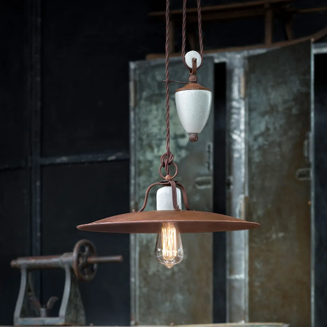 Lampadario rustico Ferroluce Retrò GRUNGE C1436 E27 LED