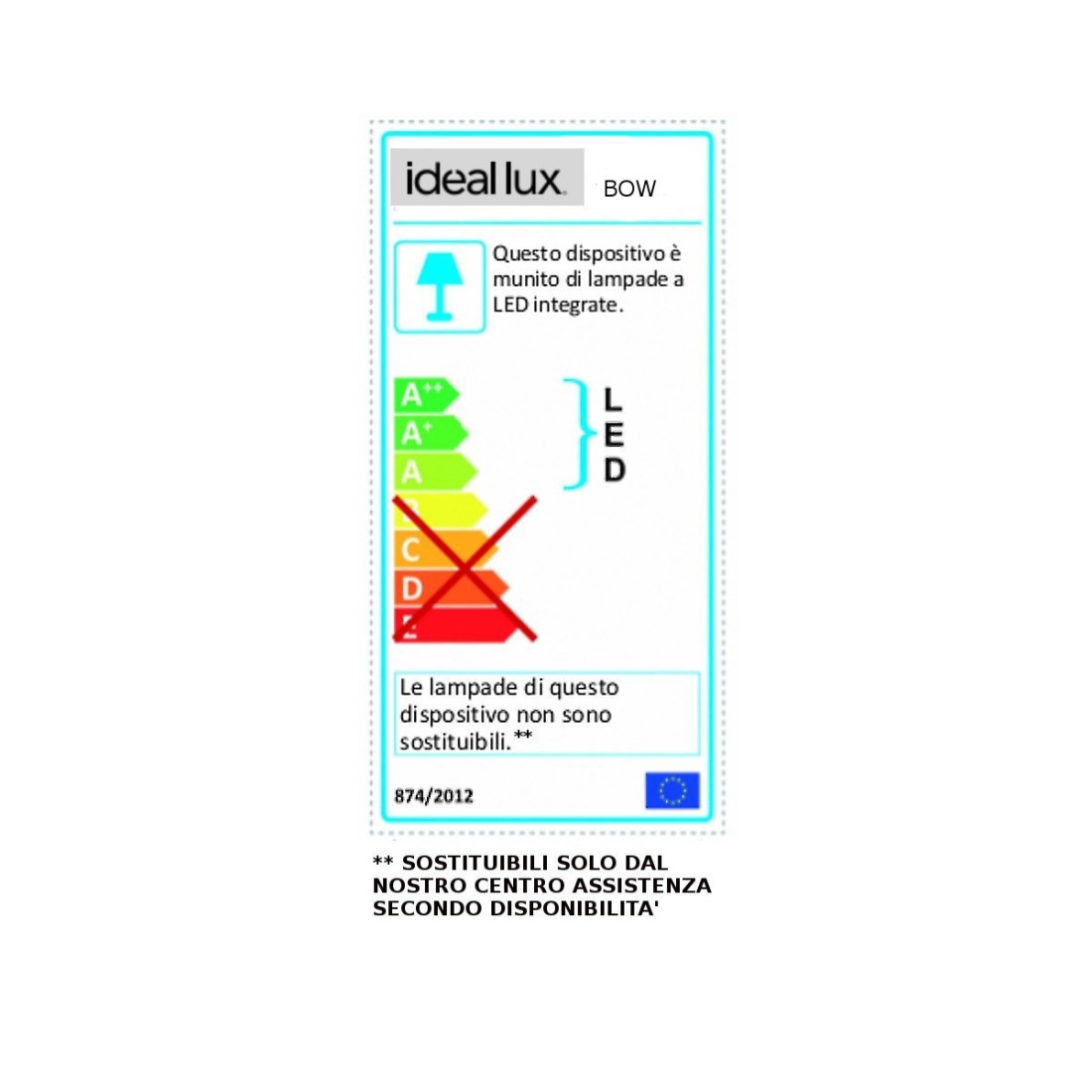 Ideal Lux BOW AP114 121147 LED klassische Wandleuchte