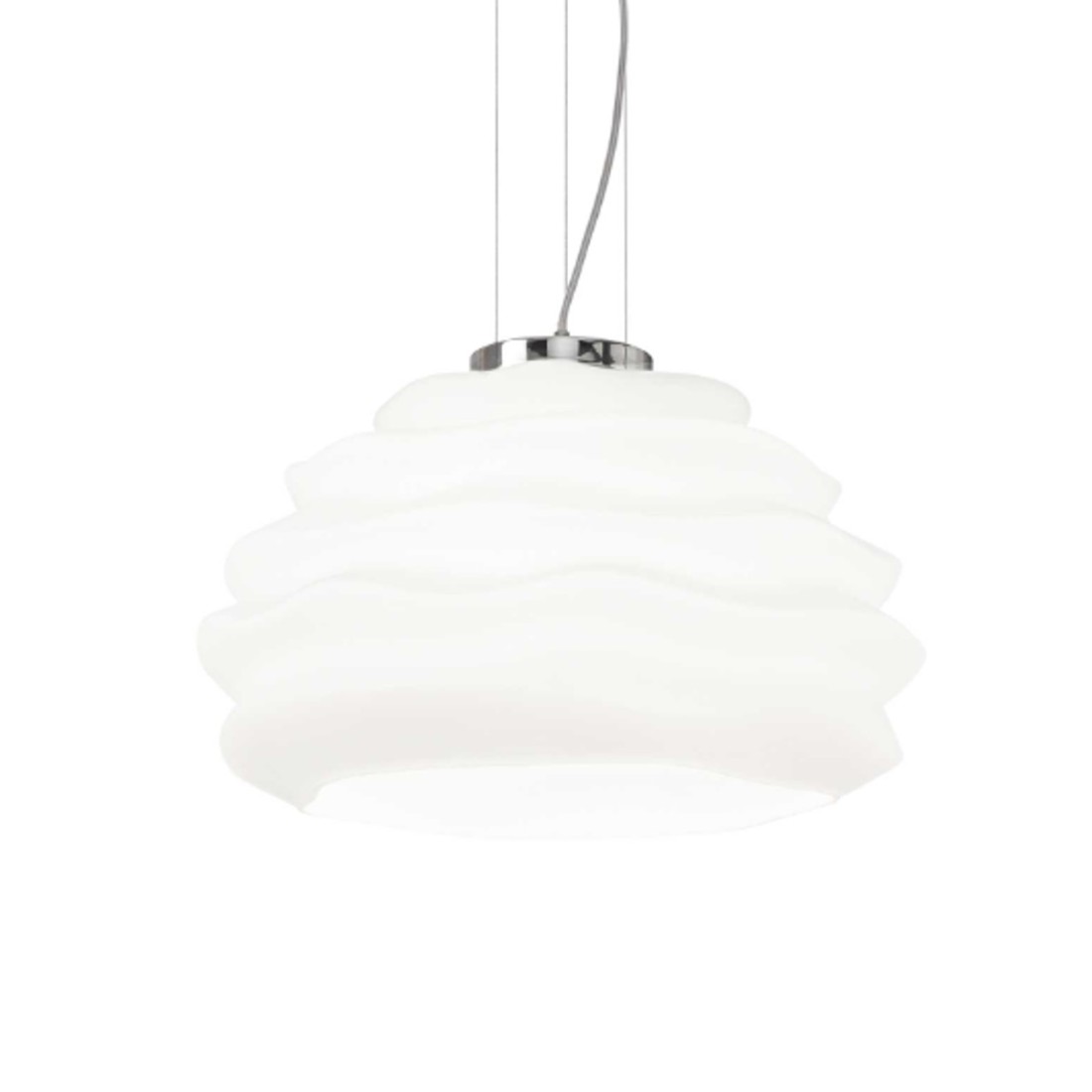 Lustre moderne en verre ondulé soufflé blanc. E27. LED.