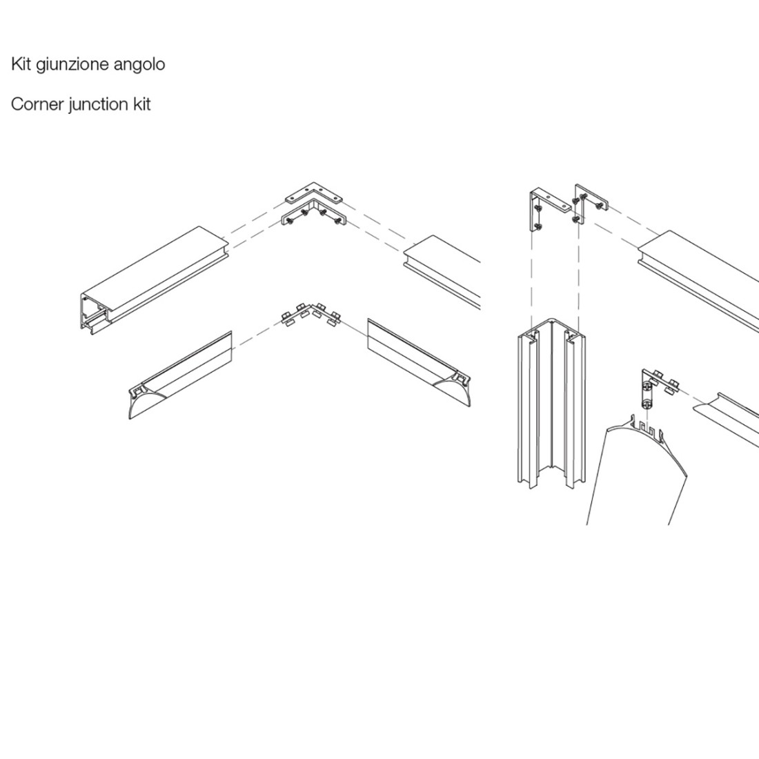 Kit giunzione angolo Gea Led LUBIANA PLUKIA argento