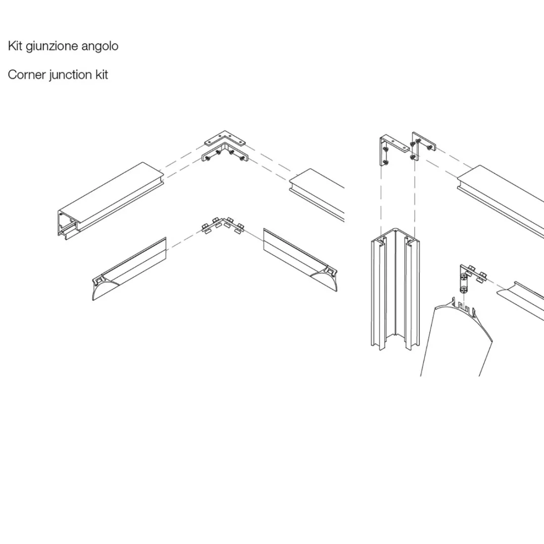Kit giunzione angolo Gea Led LUBIANA PLUKIA argento