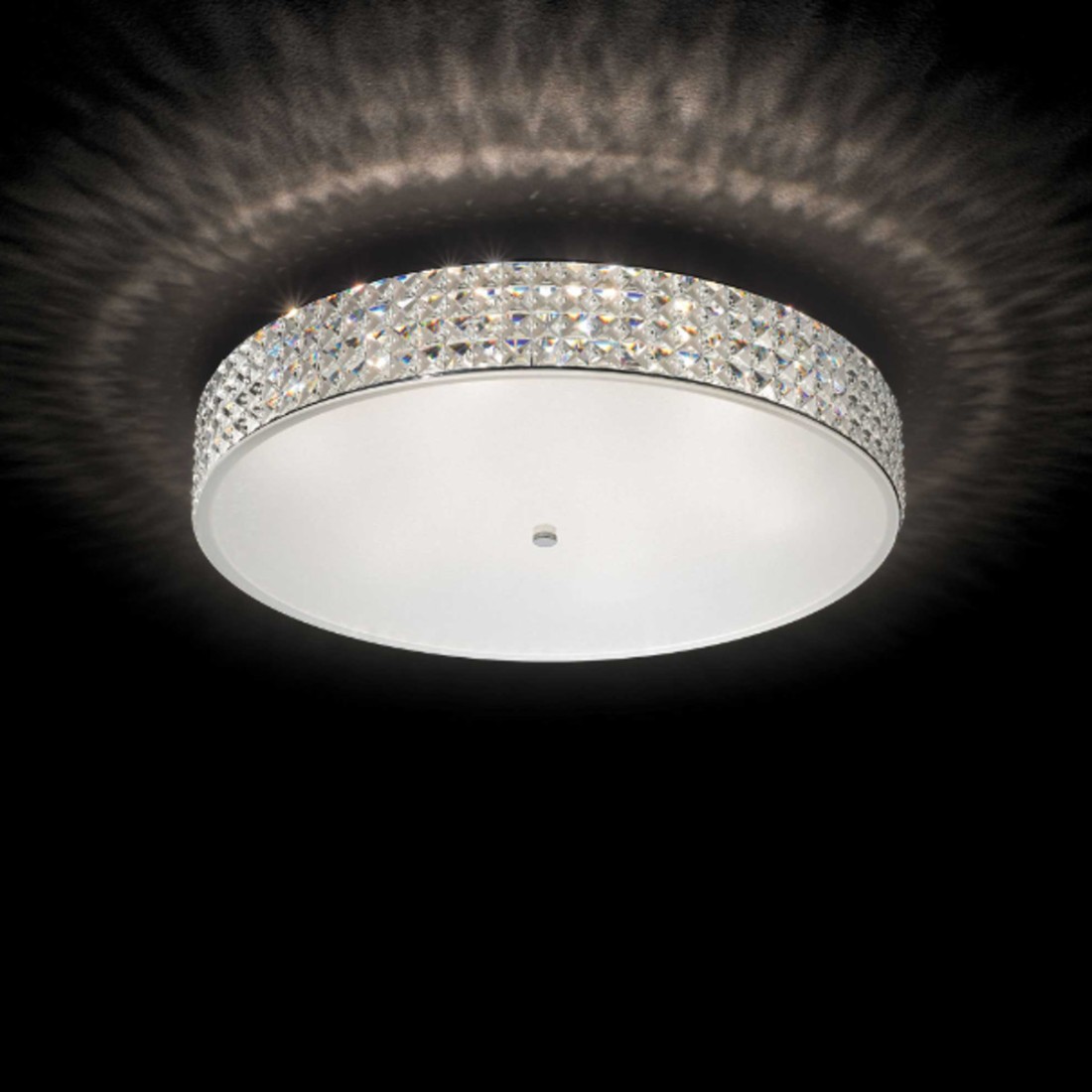 Plafonnier moderne, rond, carré, en cristal avec pendentifs. LED.