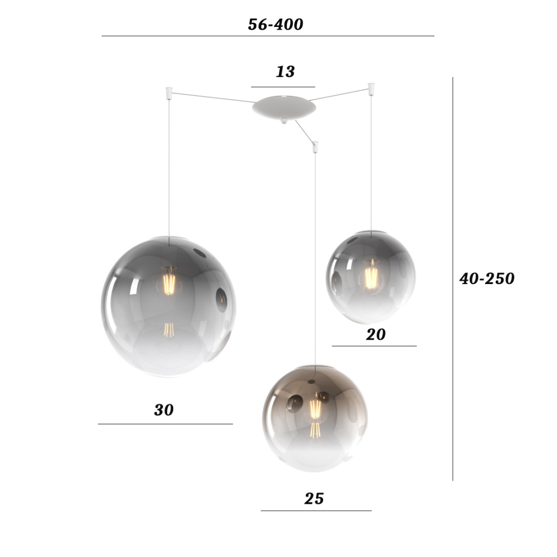 Lampadario moderno Top Light BIG ECLIPSE 1194 BI S3 S MIX