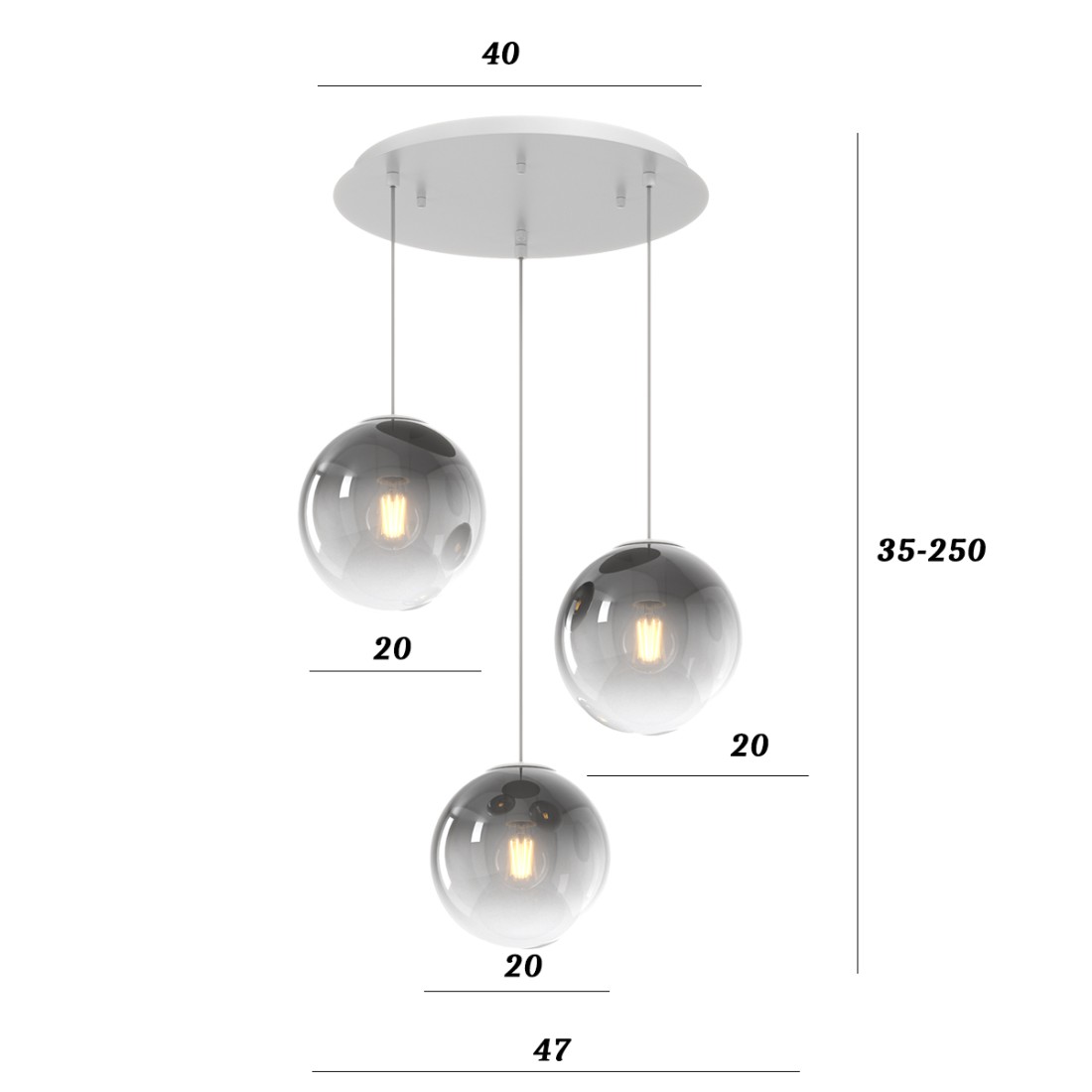 Lampadario moderno Top Light BIG ECLIPSE 1194 BI S3 TP FU