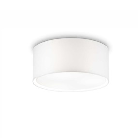 Zylinder-Deckenlampe aus weißem Stoff, 3 Lichter. LED.