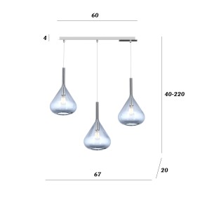 Top Light lustre moderne KONA 1177 CR S3 R BL TR