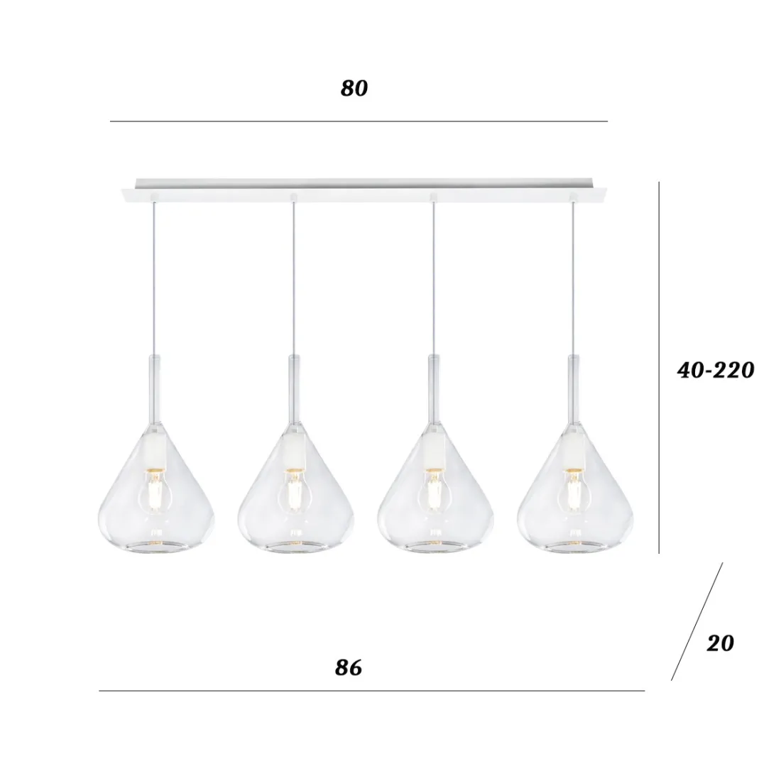 Top Light Kronleuchter KONA 1177 BI S4 R TR
