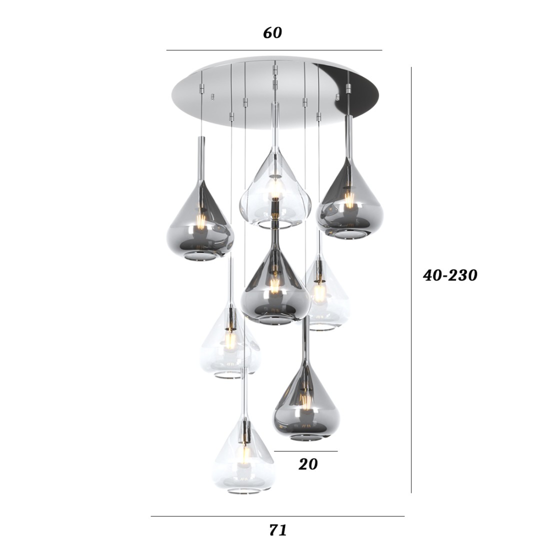 Lampadario Top Light KONA 1177 CR S8 T TF