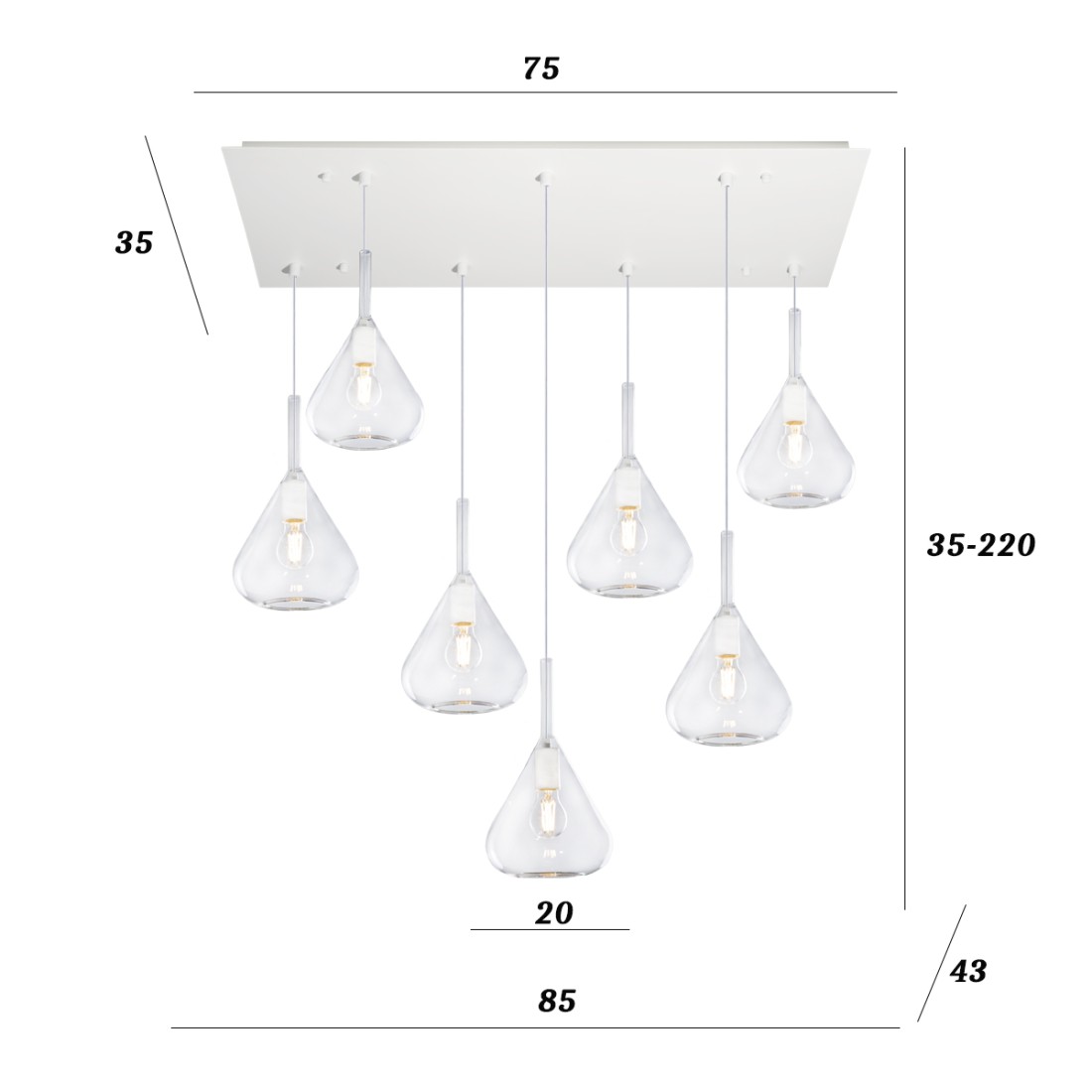 Lampadario Top Light KONA 1177 BI S7 R TR