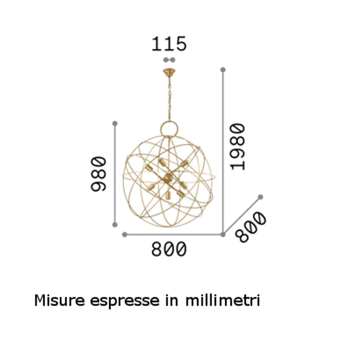 Lampadario classico a led KONSE SP7 156033 Ideal Lux