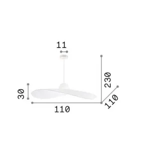 Chapeau de suspension, sombrero blanc ou noir mat, raccord led E27.