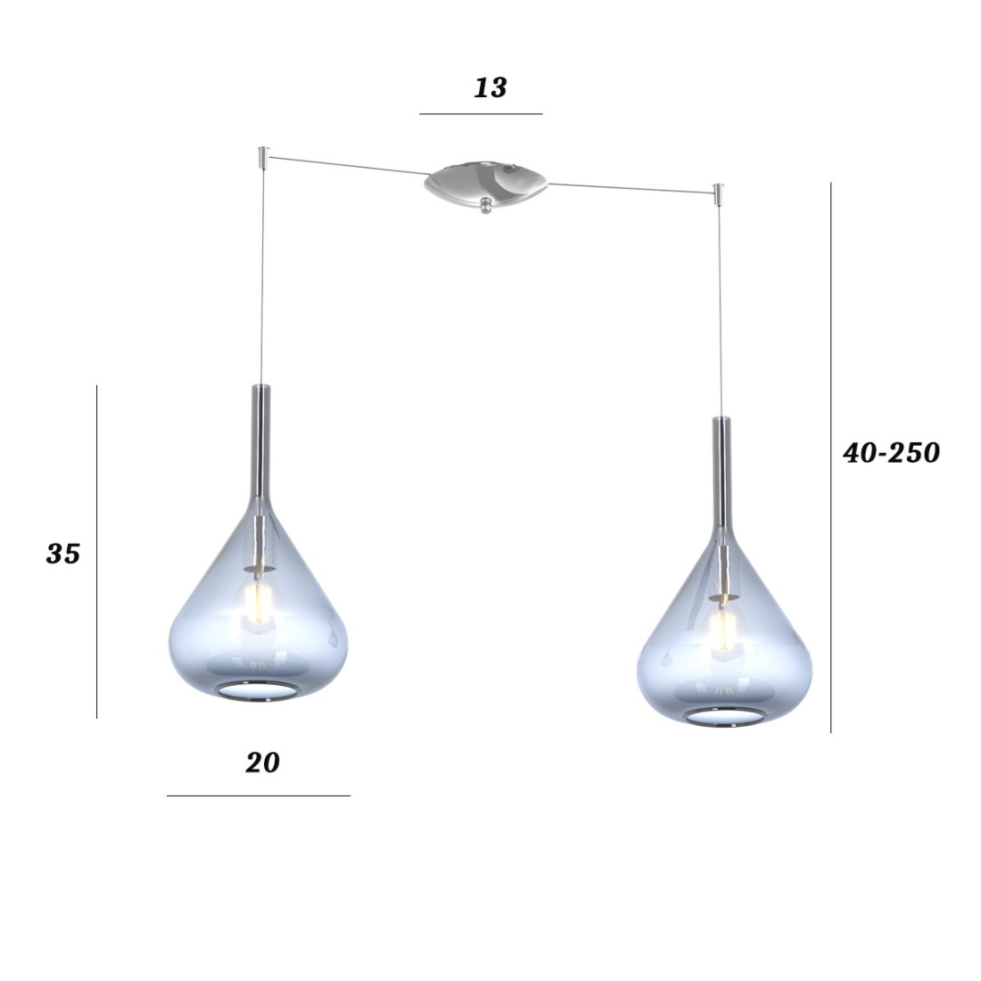 Lampadario Top Light KONA 1177 CR S2 S BL