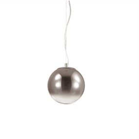 Suspension 1 lumière, avec sphère en verre soufflé ombré chromé. LED.