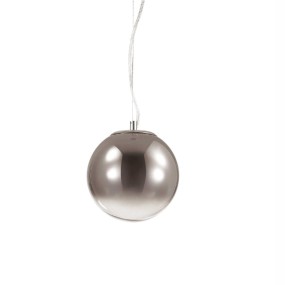 Suspension 1 lumière, avec sphère en verre soufflé ombré chromé. LED.