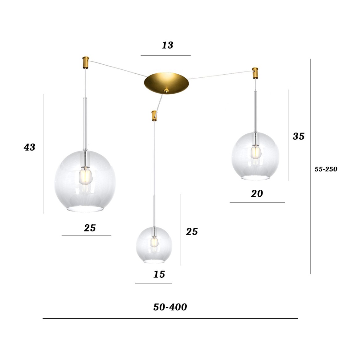 Lustre classique Top Light FUTURE 1155 OS S3 S MIX TR