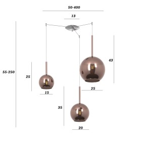 Lampadario moderno Top Light FUTURE 1155 CR S3 S MIX RA