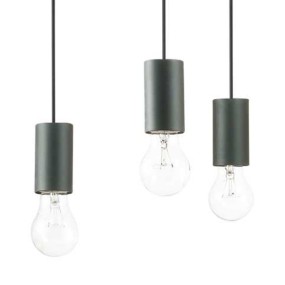 Lustre à six lumières, moderne, avec fils, blanc, noir mat. LED.