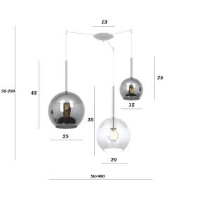 Lampadario moderno Top Light FUTURE 1155 BI S3 SMIX TC