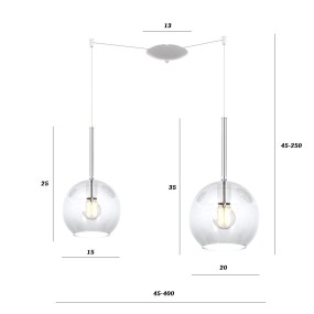 Lampadario moderno Top Light FUTURE 1155 BI S2 SMIX TR