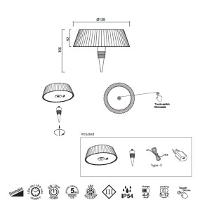 Lampe à batterie externe Mantra RELAX