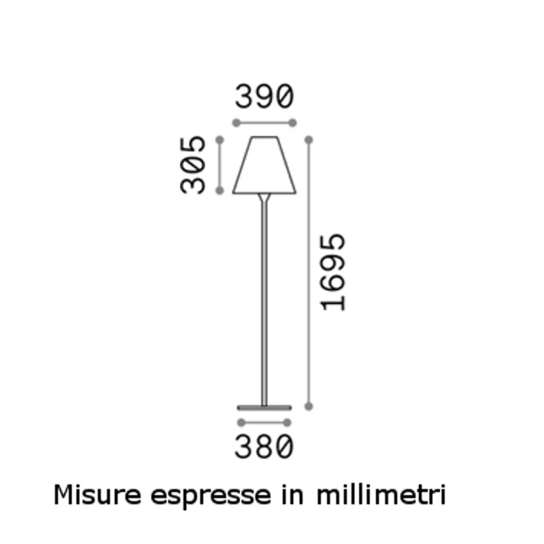 Stehlampe, Höhe 170 cm, moderner Kegel für den Außenbereich.