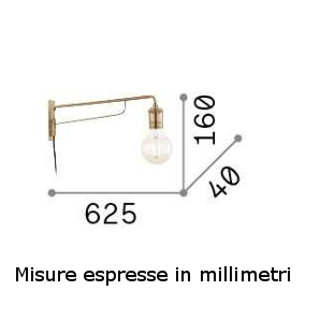 Klassische 1-flammige Wandleuchte, E27 LED, Arm aus gealtertem Messing.