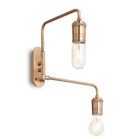 Klassische zweiflammige Wandlampe, E27 LED, gealterte Messingarme.