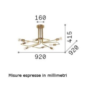Klassische Deckenlampe, Stil, Arme, gealtertes Messing, e27 LED.