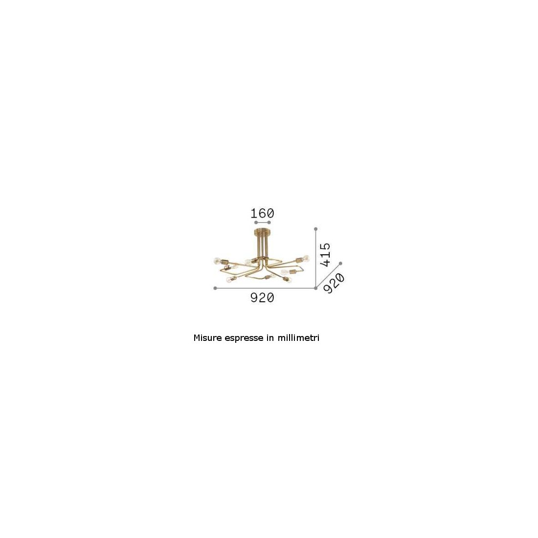 Klassische Deckenlampe, Stil, Arme, gealtertes Messing, e27 LED.