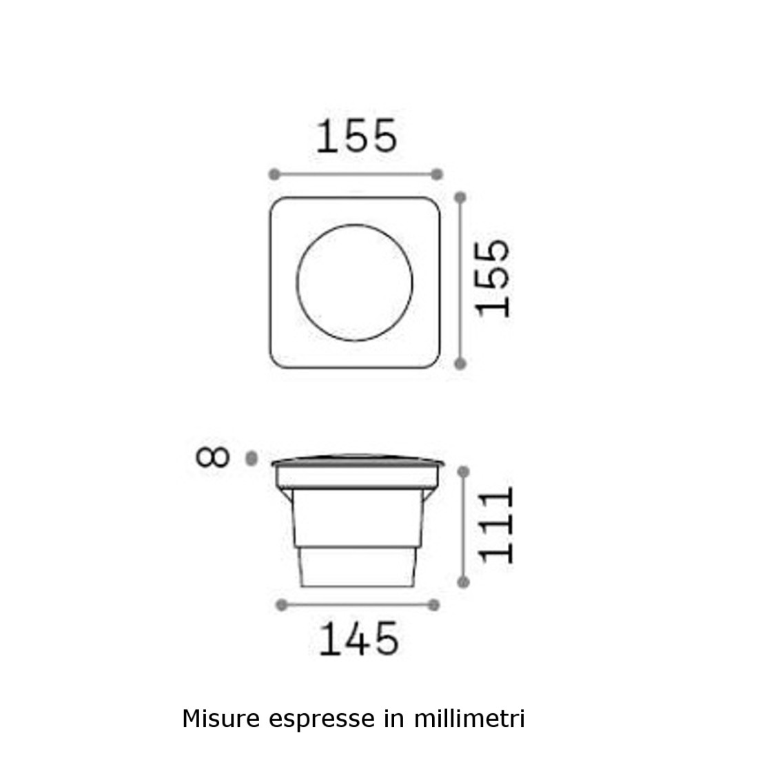 Faretto incasso moderno Ideal Lux GRAVITY SQUARE BIG 120386 GX53 LED IP67 resina segnapasso