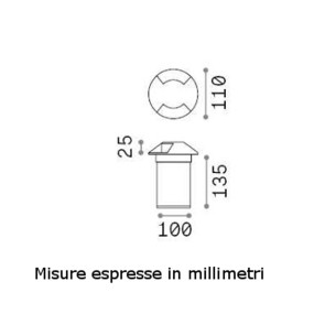 Runder Einbaustrahler für den Außenbereich IP67 mit integriertem LED-Kit aus Stahl.