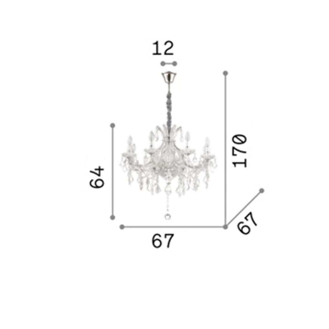 Lustre classique pampilles en cristal transparent 8 lumières